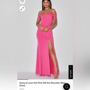 Size XL lulus off the shoulder hot pink formal dress. New with tags